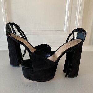 NWOT Schutz Free People Aryia Black Suede Platform Heels Sz 41
